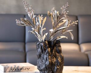 B;Lack Irregular Rock Vase Ceramic Vase