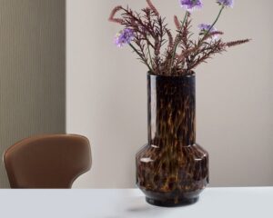 Retro Leopard Glass Vase- Large Glass Vase