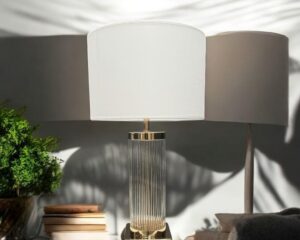 Ribbed Glass Table Lamp