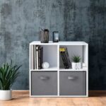 Lokken White Open Stirage With Grey Shelves